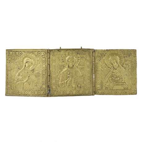 Triptych with three parts Deesis tier. 19th century. Bronze 19th century - photo 1