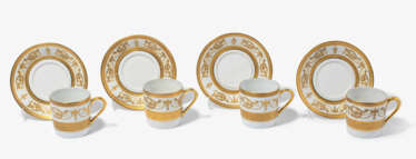 Limoges Haviland, 4 Kaffeetassen mit Untertassen "Impérator"