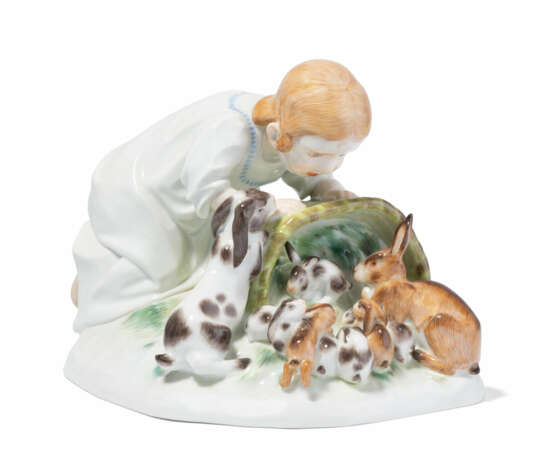 Meissen, Figur "Kind mit Kaninchen". - photo 1