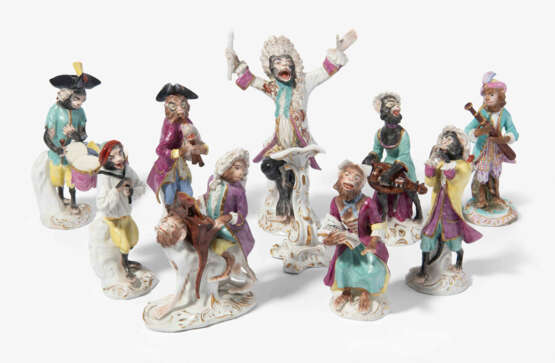 In der Art von Meissen, 8 Affen als Musikanten - фото 1