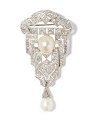 Art Déco Perlen-Diamant-Brosche