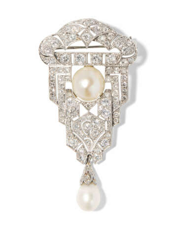 Art Déco Perlen-Diamant-Brosche - Foto 1