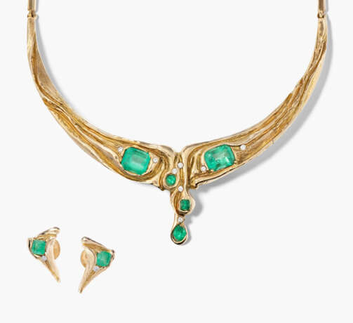 Smaragd-Collier mit passendem Ohrschmuck - Foto 1