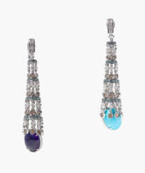 Diamant-Türkis-Amethyst-Ohrhänger