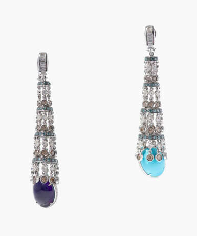Diamant-Türkis-Amethyst-Ohrhänger - Foto 1
