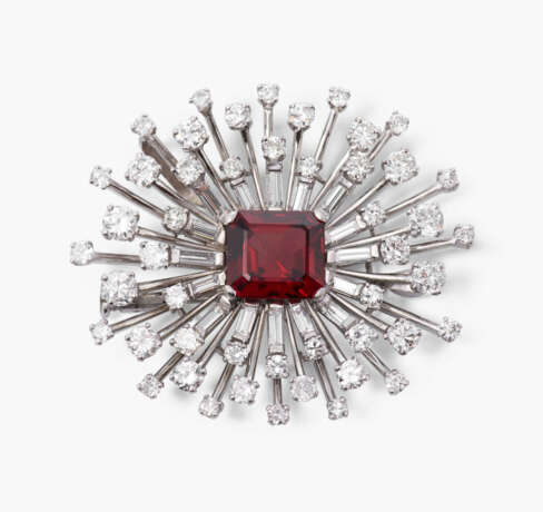 Granat-Diamant-Brosche - Foto 1