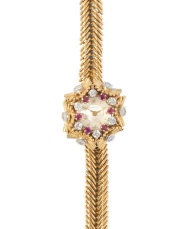 Gübelin Rubin-Diamant-Damenarmbanduhr, 1950er Jahre - фото 1