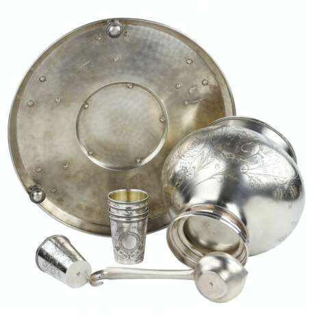 Russian gift silver punch set. A. Ivanov factory. Moscow 1895 Silver 84 Gilding Neo-Russian Late 19th century - photo 5