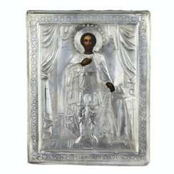 Icon of the Holy Blessed Prince Alexander Nevsky in a silver frame. The turn of the 19th-20th centuries. 