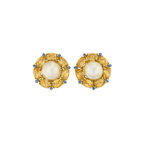 SEAMAN SCHEPPS CULTURED PEARL, MULTI-GEM AND DIAMOND EARRINGS - Foto 1