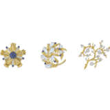 TIFFANY & CO. TWO MULTI-GEM AND DIAMOND BROOCHES AND UNSIGNED BROOCH - фото 1