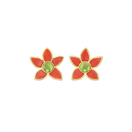 TAFFIN CORAL AND PERIDOT EARRINGS - photo 1