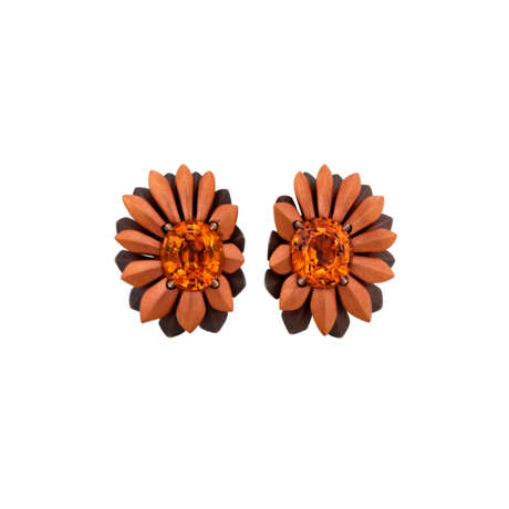 HEMMERLE GARNET, GOLD, BRONZE AND ALUMINUM EARRINGS - photo 1