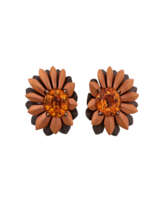 HEMMERLE GARNET, GOLD, BRONZE AND ALUMINUM EARRINGS
