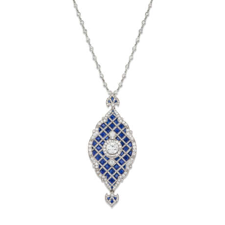 ART DECO SAPPHIRE AND DIAMOND PENDANT - photo 1