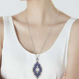 ART DECO SAPPHIRE AND DIAMOND PENDANT - photo 2