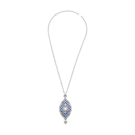ART DECO SAPPHIRE AND DIAMOND PENDANT - photo 4
