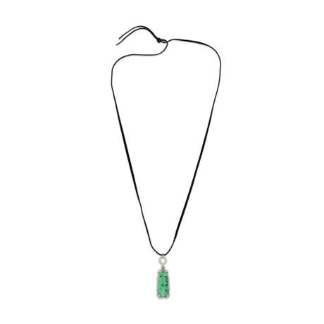 ART DECO CARVED JADE, DIAMOND AND RUBY LORGNETTE PENDANT - фото 3