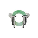 LACLOCHE ART DECO JADE, ENAMEL AND DIAMOND BROOCH - photo 1