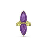 AMETHYST, GREEN QUARTZ, AND COLORED DIAMOND RING - фото 3