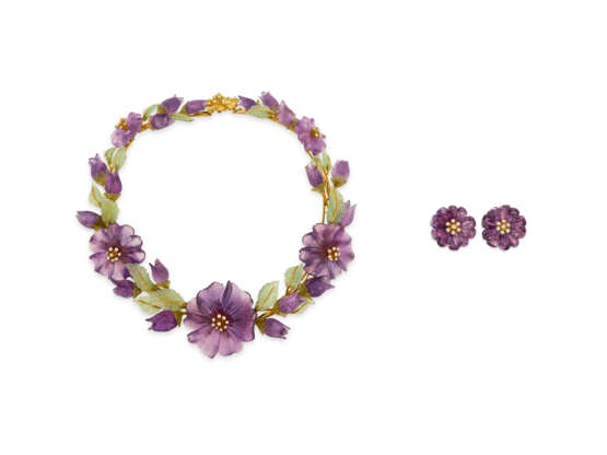 ZADORA SET OF AMETHYST, GREEN BERYL AND DIAMOND 'PANSY' JEWELRY - фото 1