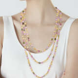 BULGARI CITRINE AND TOURMALINE BEAD LONGCHAIN NECKLACE - Foto 2