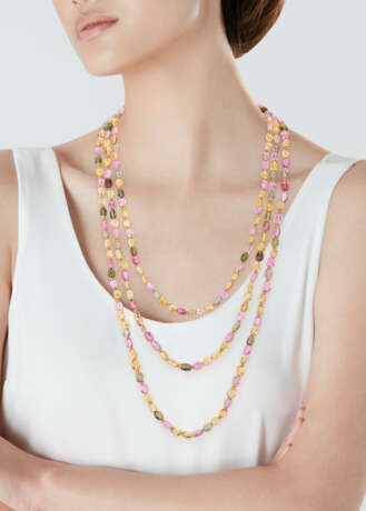 BULGARI CITRINE AND TOURMALINE BEAD LONGCHAIN NECKLACE - Foto 2
