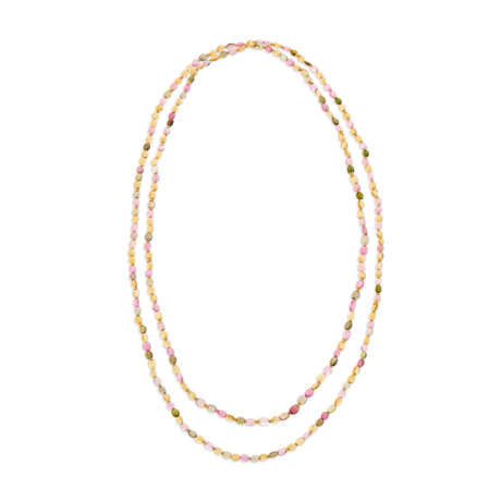 BULGARI CITRINE AND TOURMALINE BEAD LONGCHAIN NECKLACE - Foto 3