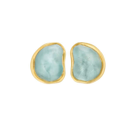 SUZANNE BELPERRON AQUAMARINE AND GOLD 'PÉPITE' EARRINGS - photo 1