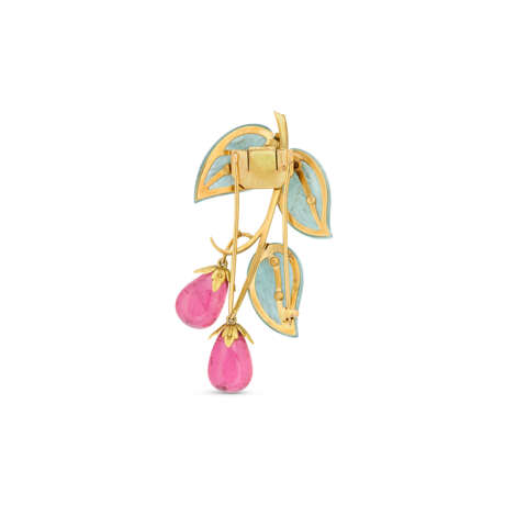SUZANNE BELPERRON AQUAMARINE AND TOURMALINE 'LEAVES AND BERRIES' BROOCH - photo 4
