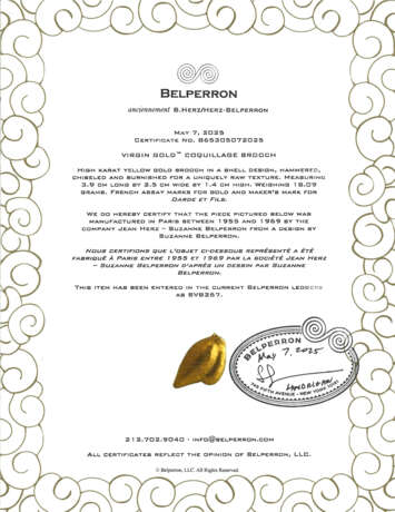 SUZANNE BELPERRON HAMMERED GOLD 'COQUILLAGE' CLIP-BROOCH - photo 3