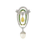 ANTIQUE COLORED DIAMOND, MULTI-GEM AND NATURAL PEARL PENDANT-BROOCH - photo 1