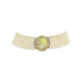 TIFFANY & CO. OPAL, CULTURED PEARL AND DIAMOND CHOKER NECKLACE - photo 1