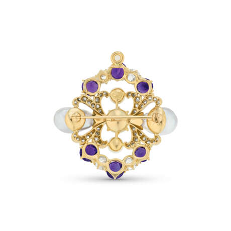 TIFFANY & CO. NATURAL PEARL, AMETHYST, AND DIAMOND BROOCH, ATTRIBUTED TO PAULDING FARNHAM - photo 5