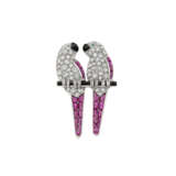 ART DECO MULTI-GEM AND DIAMOND LOVEBIRD BROOCH - Foto 1
