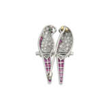 ART DECO MULTI-GEM AND DIAMOND LOVEBIRD BROOCH - Foto 3