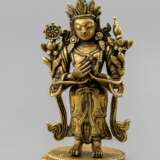 Feuervergoldete Bronzefigur des Buddha Maitreya auf sep. Lotossockel - photo 1