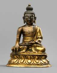 Feuervergoldete Bronzefigur des Buddha Shakyamuni