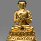 Feuervergoldete Bronze des Buddha Shakyamuni auf einem Lotossockel - Foto 1