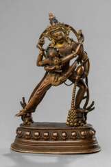 Seltene Bronze des Jambhala mit Gefährtin