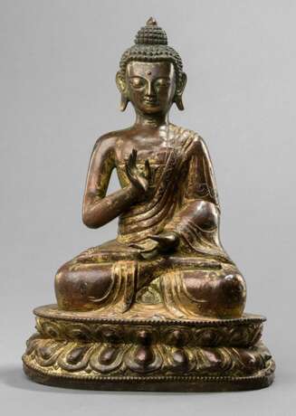 Feuervergoldete Repoussé-Figur des Buddha Shakyamuni - Foto 1