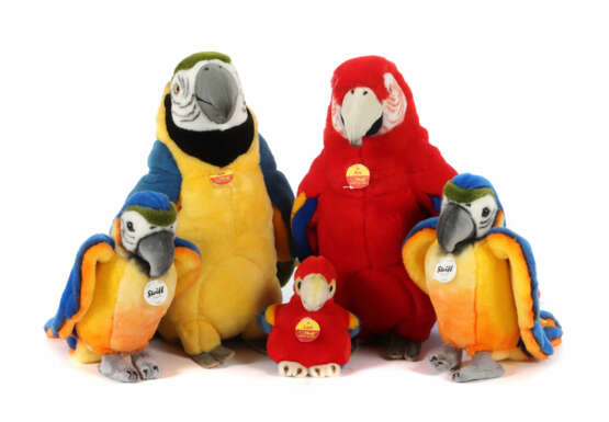 5 Papageien Steiff, mit Studio Tieren, 2x ''Ara'',… - фото 1