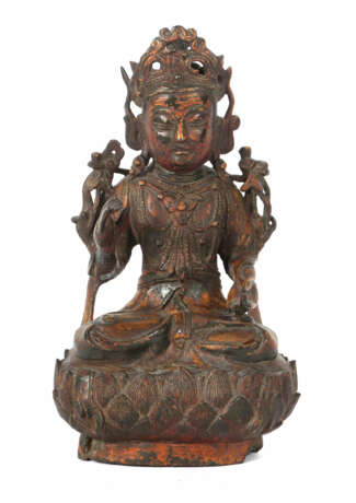 Guanyin China, ca. 15. Jh., Bronze, Reste einer al… - Foto 1