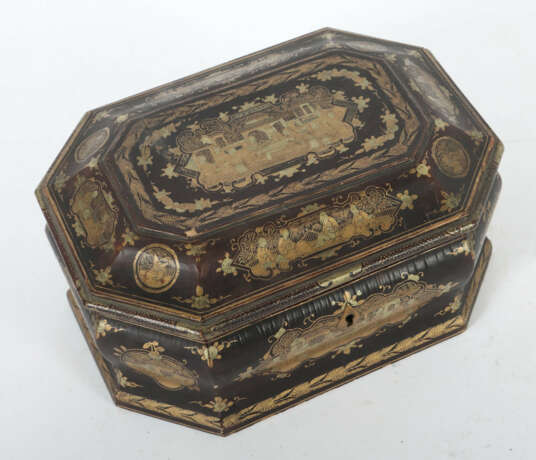 Teebox China, 2. Hälfte 19. Jh., Holz, schwarz, al… - photo 2