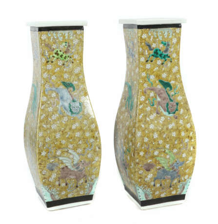 Vierkant Vasenpaar China, Qing Dynastie, Porzellan… - photo 1