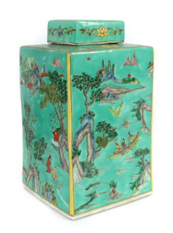 Vierkant Deckelvase China, Qing Dynastie, Weißporz… - photo 1