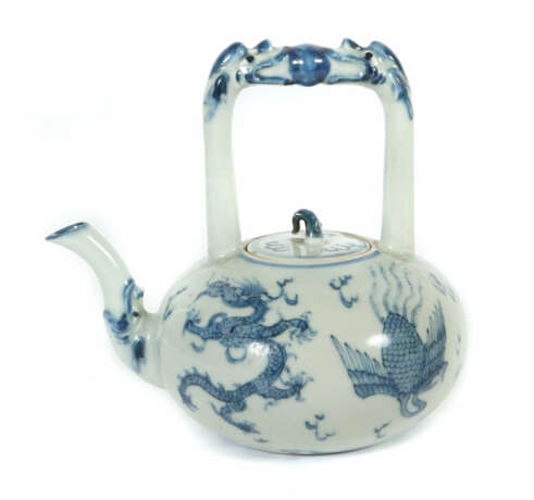 Teekanne China, 19. Jh., Porzellan, blaue Untergla… - photo 1