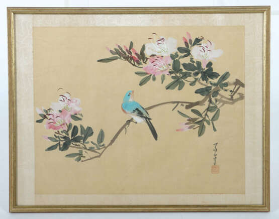 Seidenmalerei China, 20. Jh., Gouache auf Seide, V… - photo 2