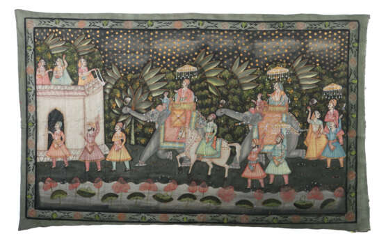 Seidenstoffbild Indien, 2. Hälfte 20. Jh., Gouache… - photo 1