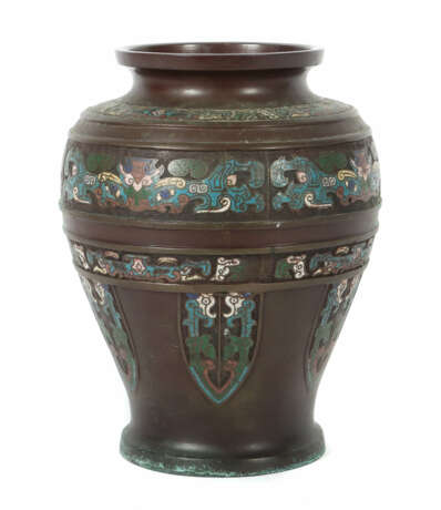 Champlevé Vase Japan, um 1900, Messing, patiniert,… - photo 1